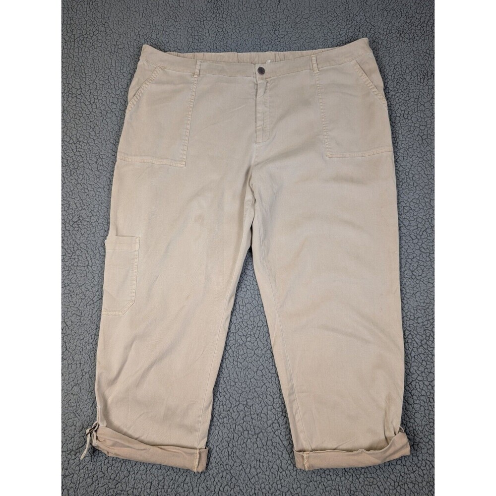 Soft Surroundings Womens Pants Antiqua Convertible Crop Ankle Buckle Beige 3X